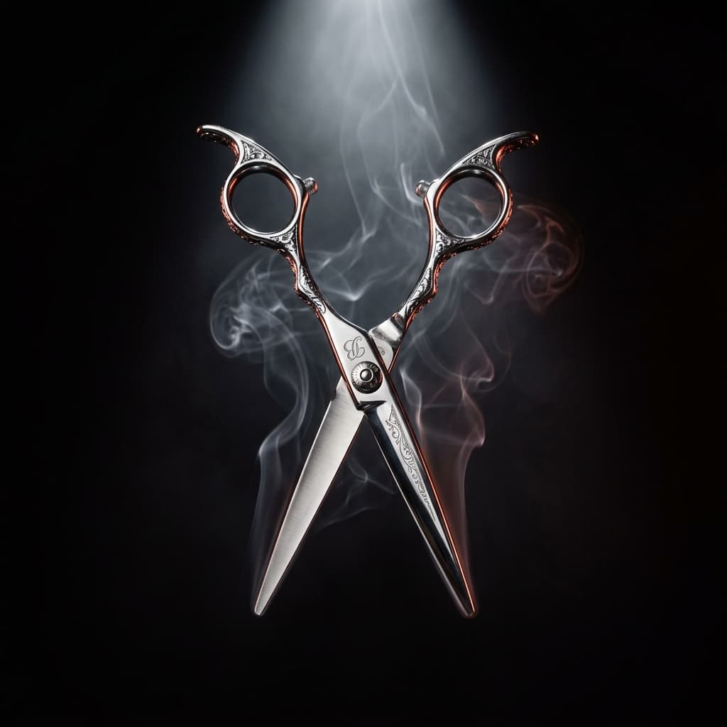 Premium crossed barber scissors